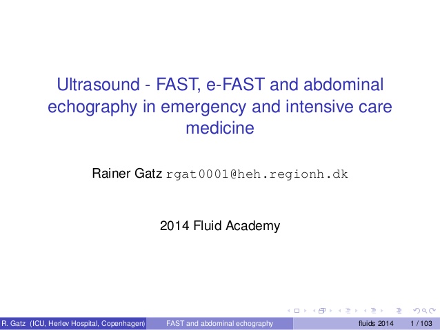 Ultrasound - FAST, e-FAST and abdominal echography in emergency and intensive care medicine