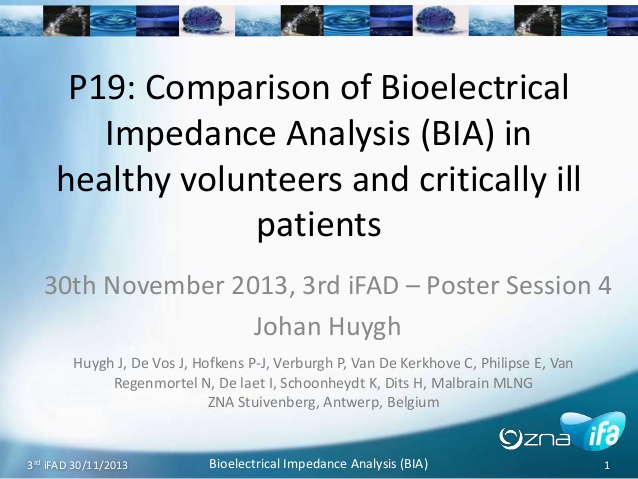 P19: Comparison of Bioelectrical Impedance Analysis (BIA) in healthy volunteers and critically ill patients