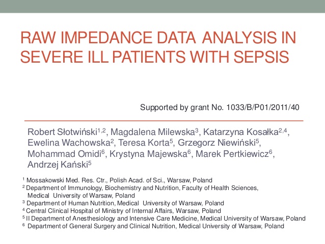 RAW Impedance DATA  analysis in severe ill patients with sepsis