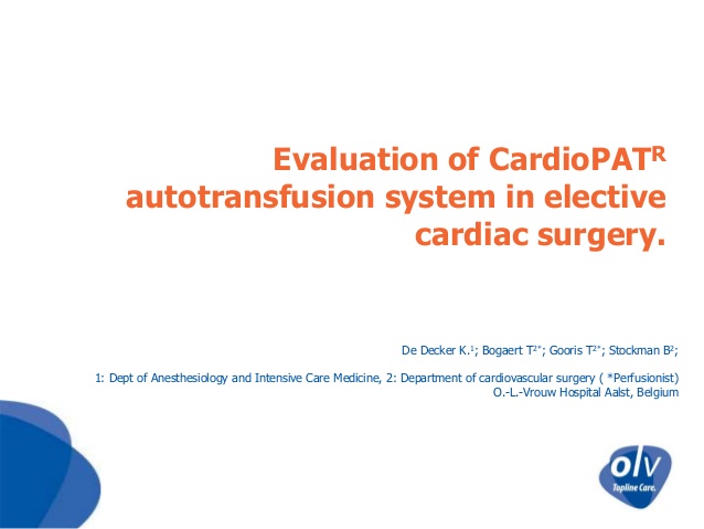 Evaluation of CardioPATR autotransfusion system in elective cardiac surgery.