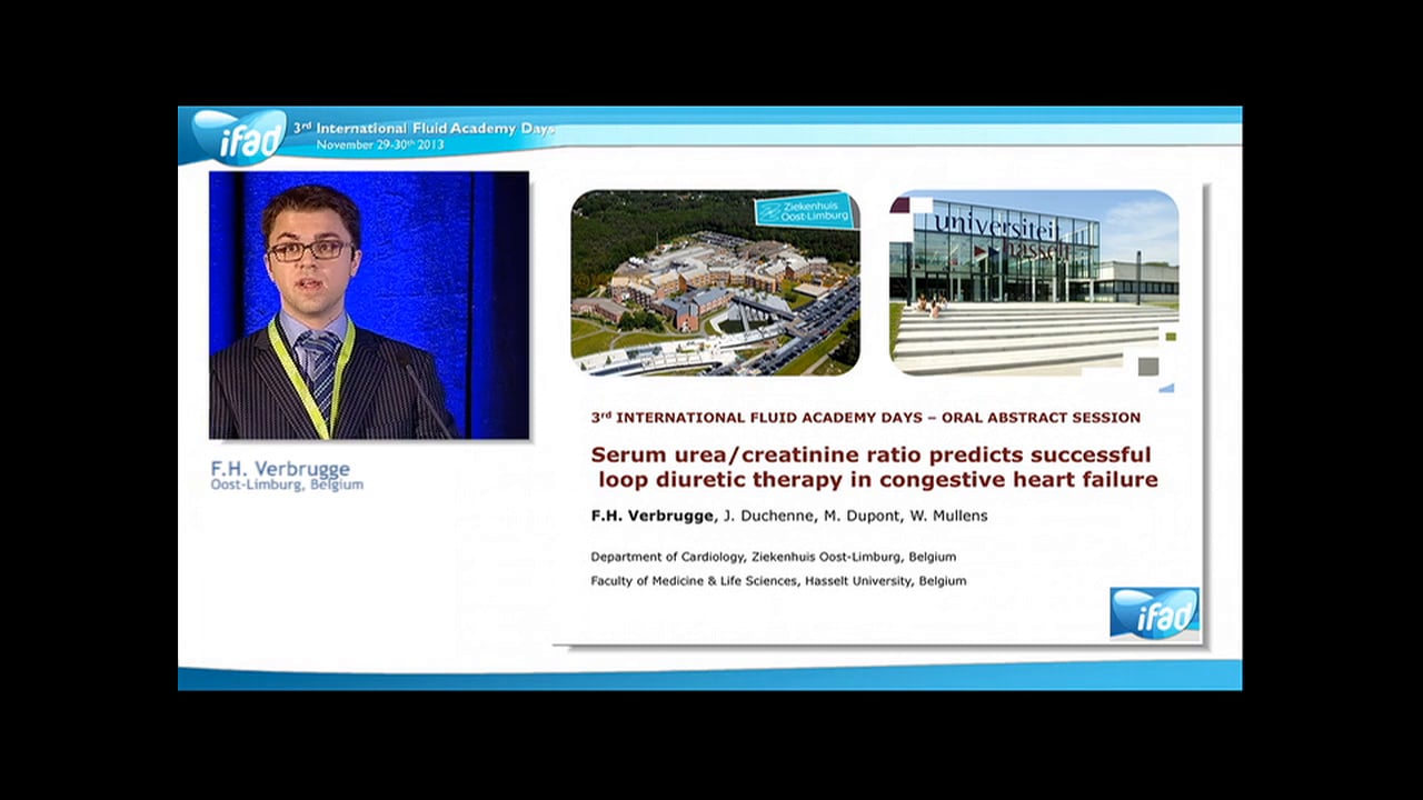 Frederik Verbrugge - Serum urea/creatinine ratio predicts suc­cessful loop diuretic therapy in congestive heart failure
