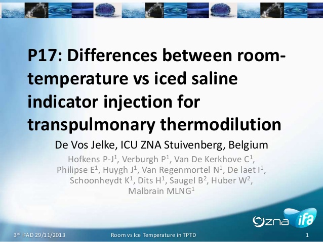P17: Differences between room-temperature vs iced saline indicator injection for transpulmonary thermodilution 17 room vs ice picco jelke devos