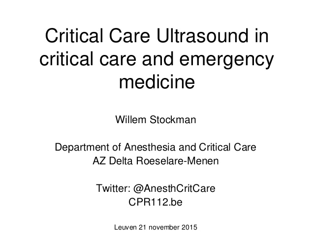 Critical Care Ultrasound in critical care and emergency medicine